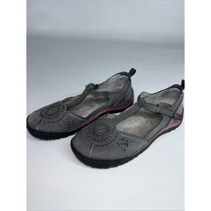 Jambu Sunkissed Charcoal Gray Sangria Mary Jane T Strap Floral Cutout Flats 9M